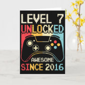 レベル7解除 ビデオゲーム 7歳の誕生日 ゲーマー男子 カード (黄色い花)