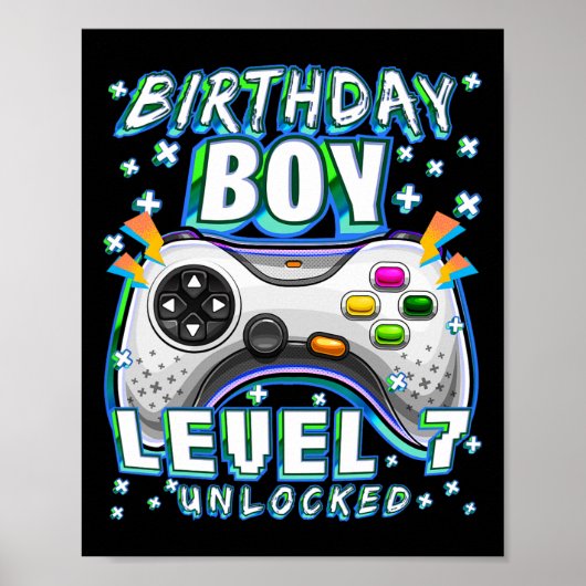 レベル7解除 ビデオゲーム 7歳の誕生日 ゲーマー男子 ポスター (正面)