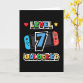 レベル7解除 7歳の誕生日 キッズのビデオゲーム 7才 カード (黄色い花)