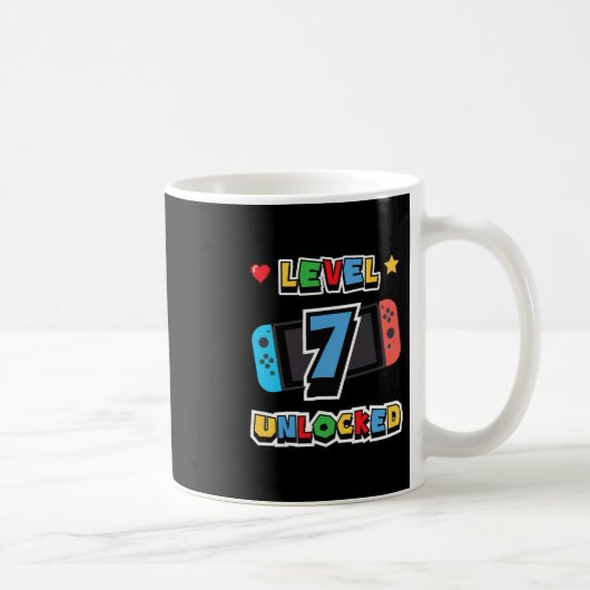 レベル7解除 7歳の誕生日 子供のビデオゲーム 7歳 コーヒーマグカップ (右)