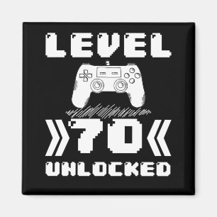 レベル70のロック解除70番目の誕生日70歳のゲーマー マグネット