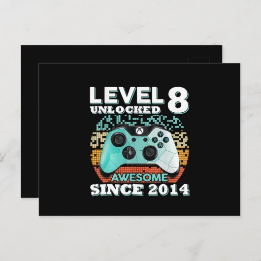 レベル8のゲーマー誕生日プレゼント ポストカード (正面/裏面)