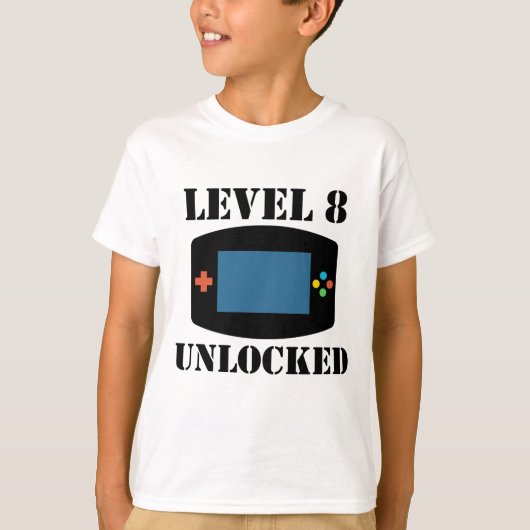 レベル8はビデオゲームの第8誕生日の鍵を開けました Tシャツ (正面)