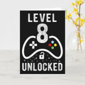 レベル8アンロック記念!ゲーマーの8歳の誕生日プレゼント カード (黄色い花)