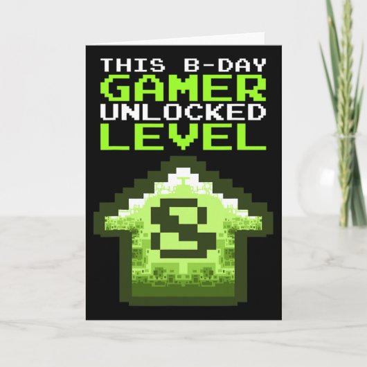 レベル8アンロック誕生日ビデオゲーム8歳の誕生日 カード (正面)