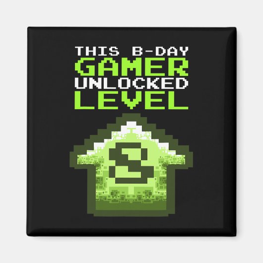 レベル8アンロック誕生日ビデオゲーム8歳の誕生日 マグネット (正面)