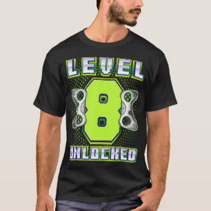 レベル8ロック解除されたビデオゲーム第8誕生日ゲーマーボーイ Tシャツ