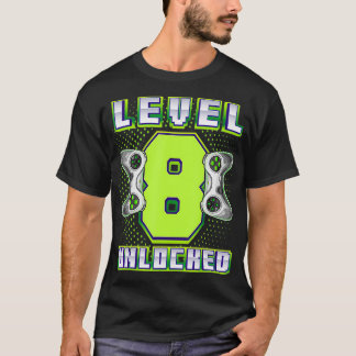 レベル8ロック解除されたビデオゲーム第8誕生日ゲーマーボーイ Tシャツ