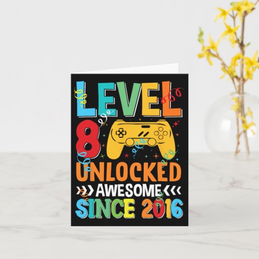 レベル8ロック解除素晴らし済み2016第8誕生日ビデオG カード (黄色い花)