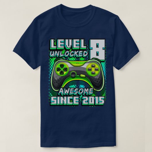 レベル8ロック解除素晴らし2015ビデオゲーム8誕生 Tシャツ (デザイン正面)