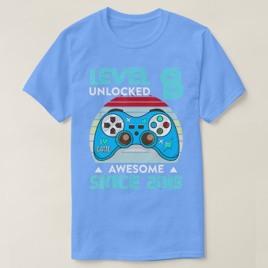 レベル8以来2015ビデオゲーム制御8歳B Tシャツ (デザイン正面)