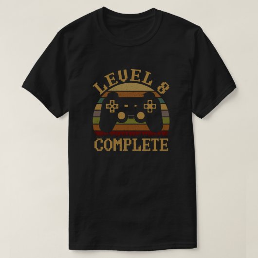 レベル8完全8周年記念ビデオゲーマー Tシャツ (デザイン正面)