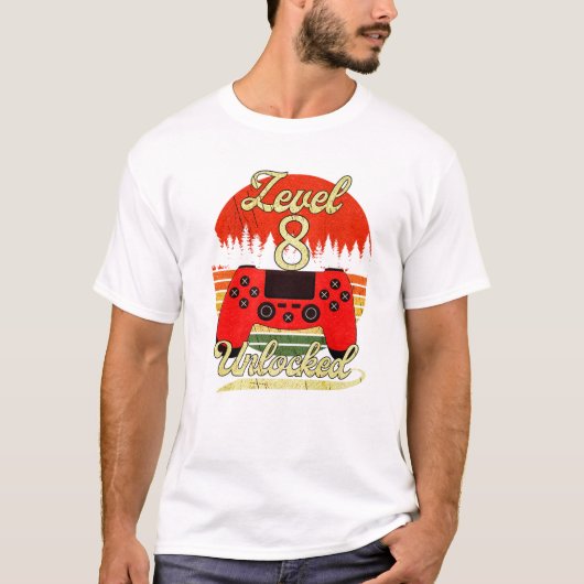 レベル8男の子の女の子Bdayビデオ Tシャツ (正面)