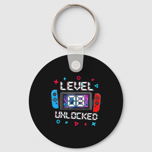 レベル8解除ゲーマー 8歳の誕生日プレゼント ゲーム キーホルダー (正面)