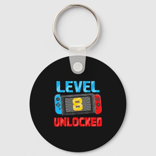 レベル8解除 ゲーマー 8歳の誕生日プレゼント ビデオゲーム キーホルダー (正面)