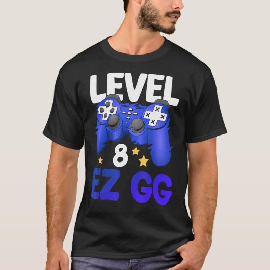 レベル8 EZ GG 8thゲーマーボーイ10代の若者コントローラーBi Tシャツ (正面)