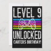 レベル9アンロック第9誕生日ゲーマーパーソナライズされた 招待状 (正面)