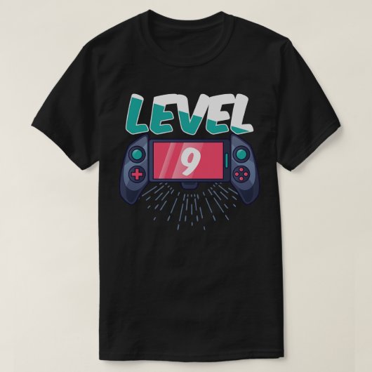 レベル9アンロック第9誕生日ゲーマー Tシャツ (デザイン正面)