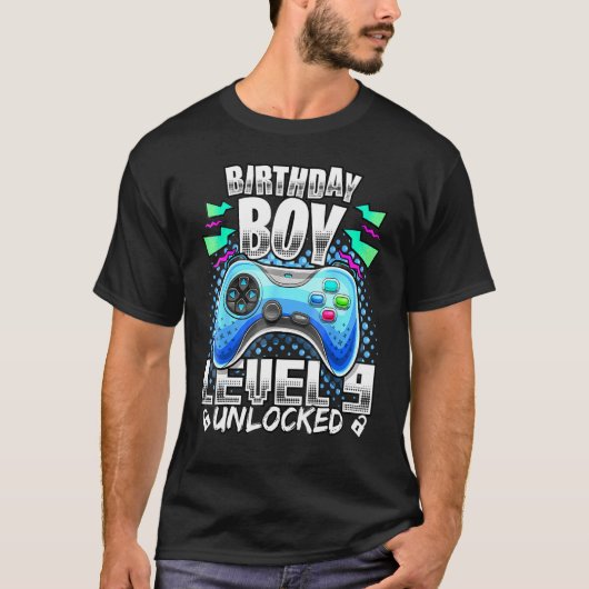 レベル9ロック解除されたビデオゲーム第9誕生日ゲーマー Tシャツ (正面)