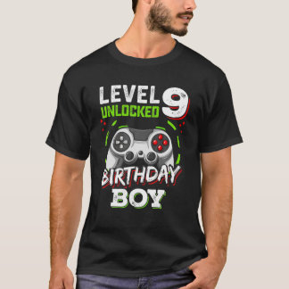 レベル9ロック解除された誕生日ボーイビデオゲーマーレベル上 Tシャツ