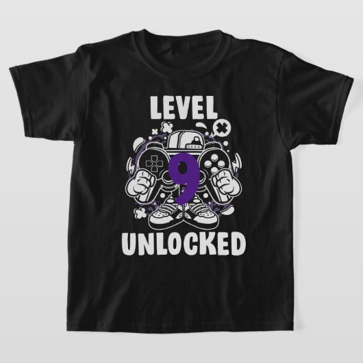 レベル9ロック解除ビデオゲーマー9th誕生日シャツギ tシャツ (レイダウン)