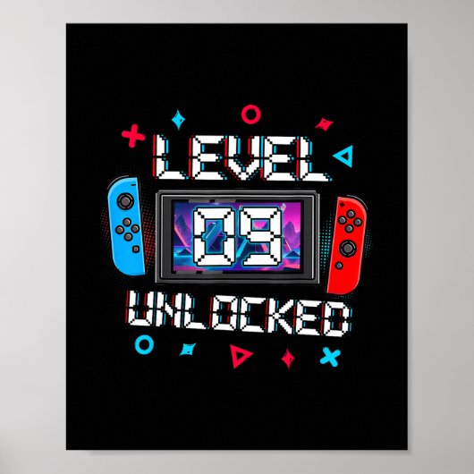 レベル9解除ゲーマー 9歳の誕生日プレゼント ゲーム ポスター (正面)