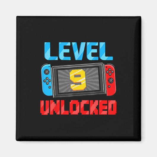 レベル9解除ゲーマー 9歳の誕生日プレゼント ビデオゲーム マグネット (正面)