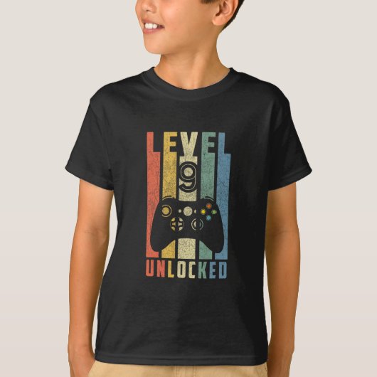 レベル9解除済み 9歳のゲーマー 誕生日おめでとう ボーイズギフト Tシャツ (正面)