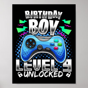 レベル9解除 ビデオゲーム9歳の誕生日 ギャーマーギフト ポスター