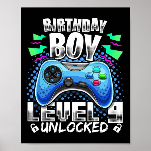 レベル9解除 ビデオゲーム9歳の誕生日 ギャーマーギフト ポスター (正面)
