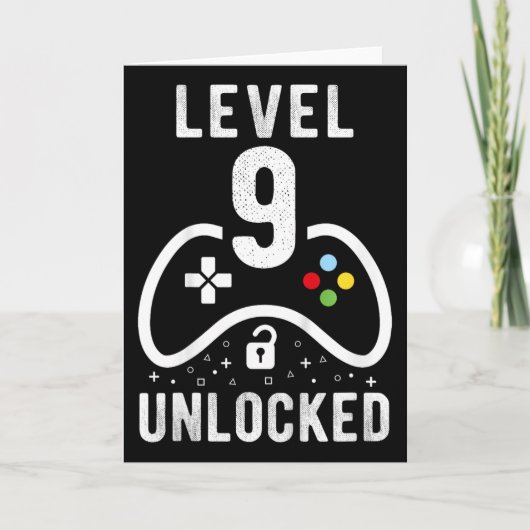 レベル9解除 ビデオゲーム 9歳の誕生日プレゼント カード (正面)