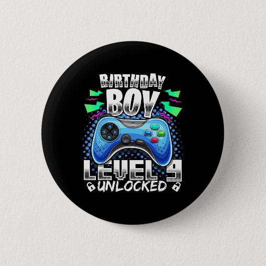 レベル9解除 ビデオゲーム 9歳の誕生日 ゲーマー ギフト 缶バッジ (正面)
