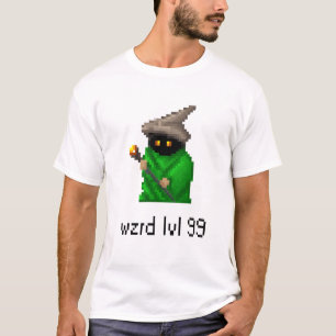 レベル99の魔法使いピクセル芸術-緑 Tシャツ