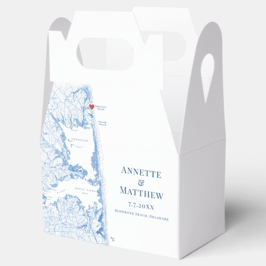 レホバムビーチデラウェア地図エレガントな結婚式 フェイバーボックス (オープン)