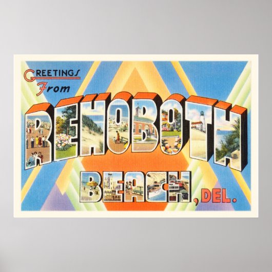 レホフビーチデラウェアDEヴィンテージ旅行はがき ポスター (正面)