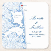レホ両方ビーチデラウェア結婚地図 スクエアペーパーコースター (正面)