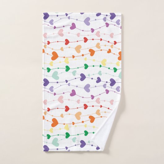 レボかわいらしンとハートパタストライプのーン浴室 バスタオルセット (ハンドタオル)