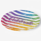 レボカラフルインテーマストライプ祝 ペーパープレート (アングル)