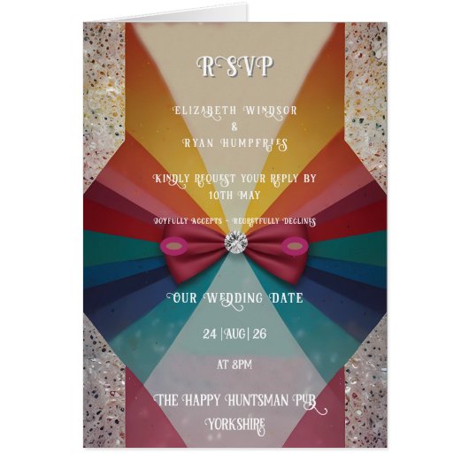 レボカラフルンエレガントボー結婚式招待状 (正面)