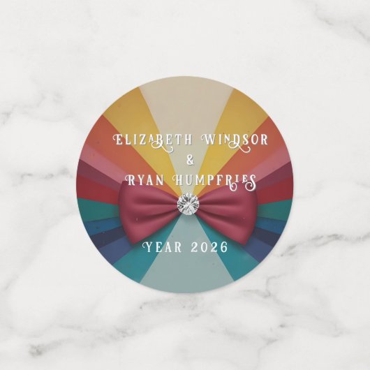 レボカラフルンエレガントボー結婚式招待状 コンフェッティ (スモール正面)