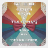 レボカラフルンエレガントボー結婚式招待状 スクエアシール (正面)