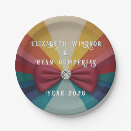 レボカラフルンエレガントボー結婚式招待状 ペーパープレート