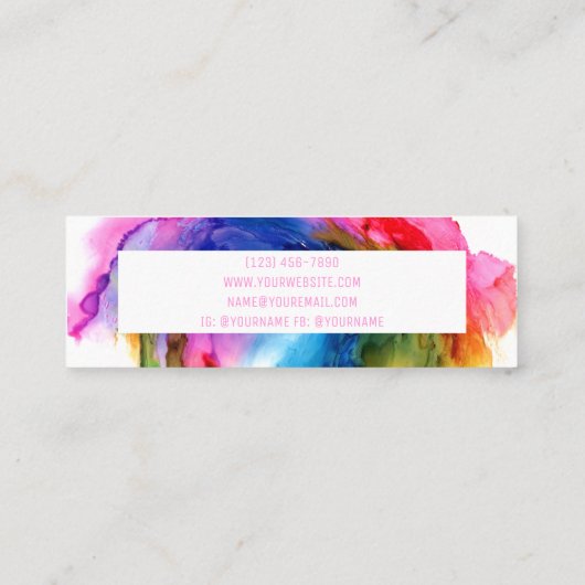 レボカラフルンモダントレンディー抽象芸術鮮やか スキニー名刺 (裏面)