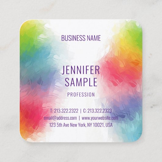 レボモダンンエレガントボーテンプレートプロフェッショナル スクエア名刺 (裏面)