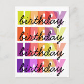 レボモダンンカラフルボータイポグラフィハッピーバースデー ポストカード (正面)
