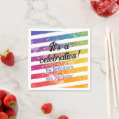 レボーカラフルテーマストライプ誕生日祝 スタンダードカクテルナプキン (インサイチュ)