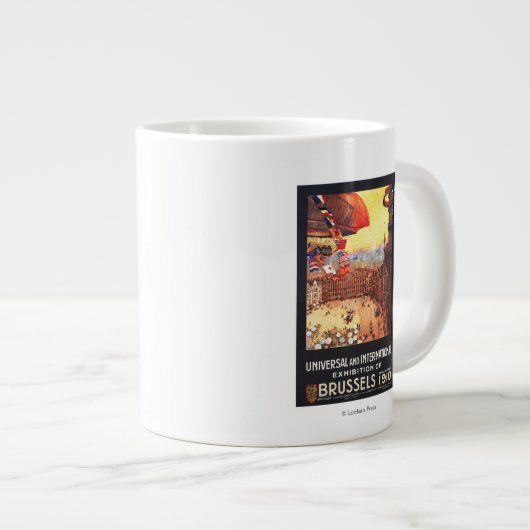 レボーディ飛行船と世界の国旗が万博に ジャンボコーヒーマグカップ (正面右)