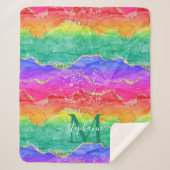 レボーパーソナライズされたカラフルグリッター金ゴールドゲート シェルパブランケット (正面)