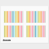 レボーモダントレンディーカラフルストライプ 長方形シール (シート)