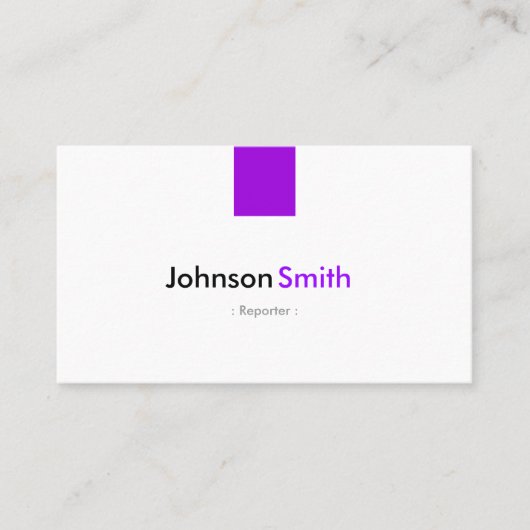 レポーター – シンプル紫バイオレット 名刺 (正面)